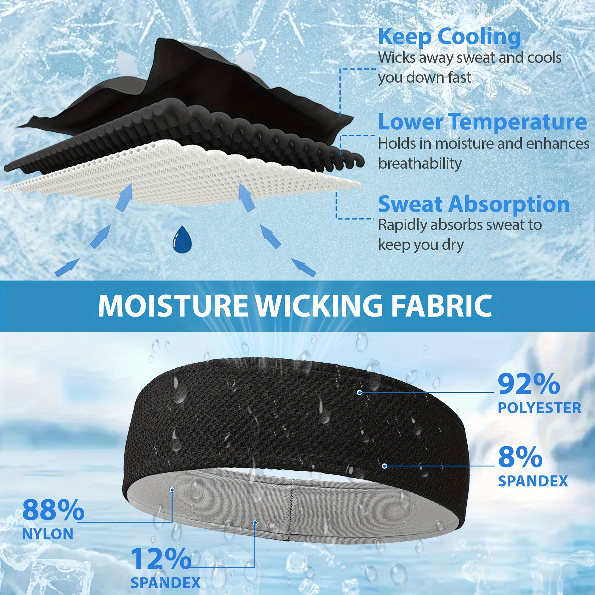 4pcs Double Layer Moisture-Wicking Sport Headbands, Breathable Cooling Fabric for Outdoor Cycling, Fitness Running, Basketball Sweat-Proof And Water-Absorbing Headband, Unisex Design