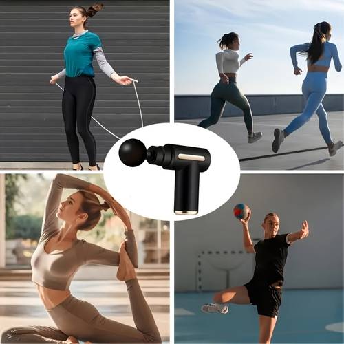 portable fascia gun muscle relaxation handheld massager intelligent mini vibration massage gun with 4 replaceable massage heads pocket electric massage gun