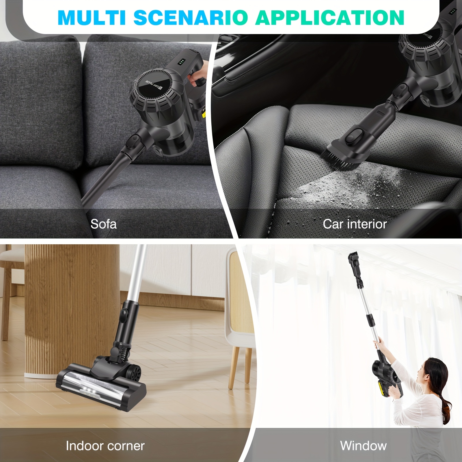 Cordless Vacuum Cleaner, Wall Hanging Stick Vacuum Cleaner 15KPA Pet Vacuum Cleaner With Tangle-Free Brush, 3000mAh Battery, Up To 65 Mins Runtime, For All Hardwood Floors Carpet Pet Hair, Ideal For Home & Car Use