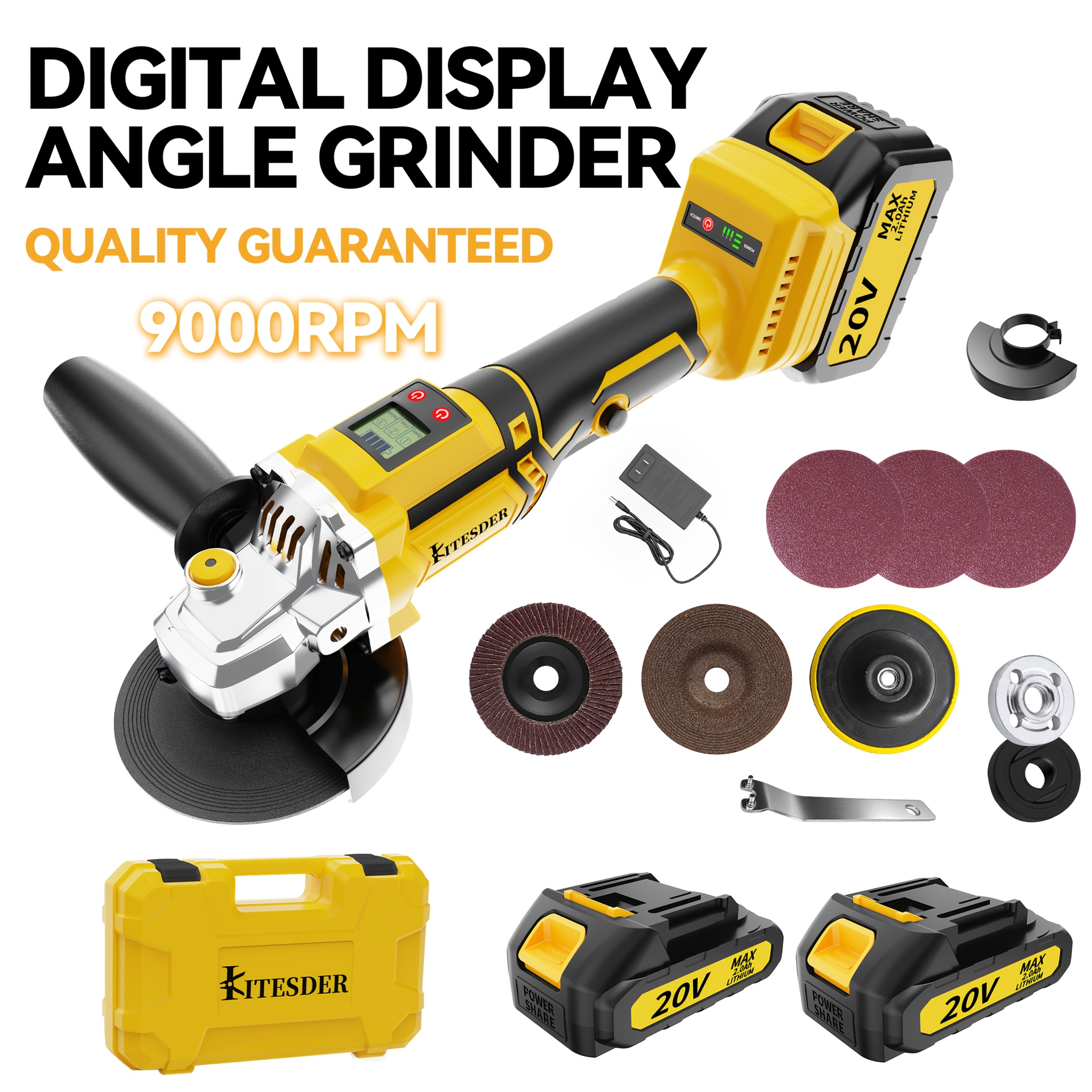 cordless angle grinder with lithium battery fast charger rechargeable polishing machine for tile   complete accessory kit local us warehouse christmas gift idea base model angle grinder  