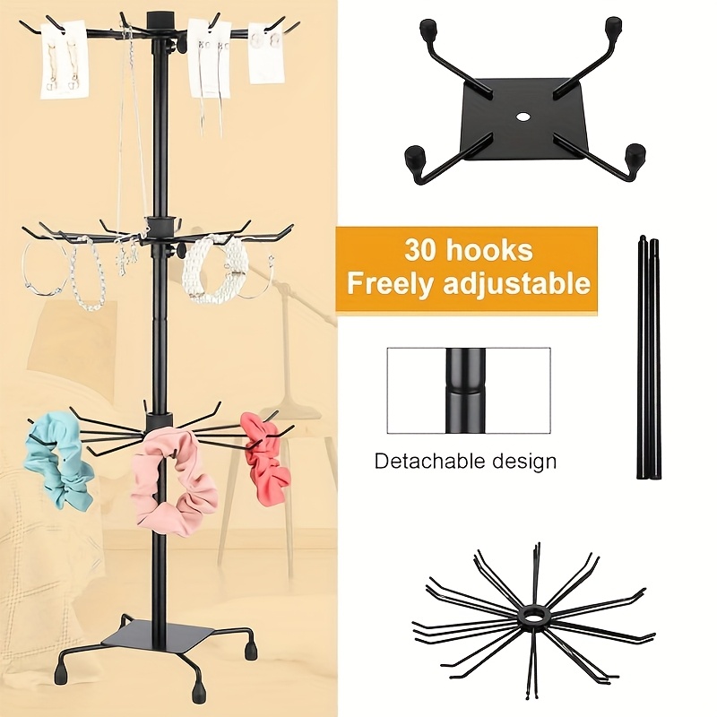 TEMU 3 Layers Rotating And Adjustable Display Rack - Suitable For Jewelry, Keychains, Socks, Hats, And Toys, Multifunctional Rotating And Movable Jewelry Rack
