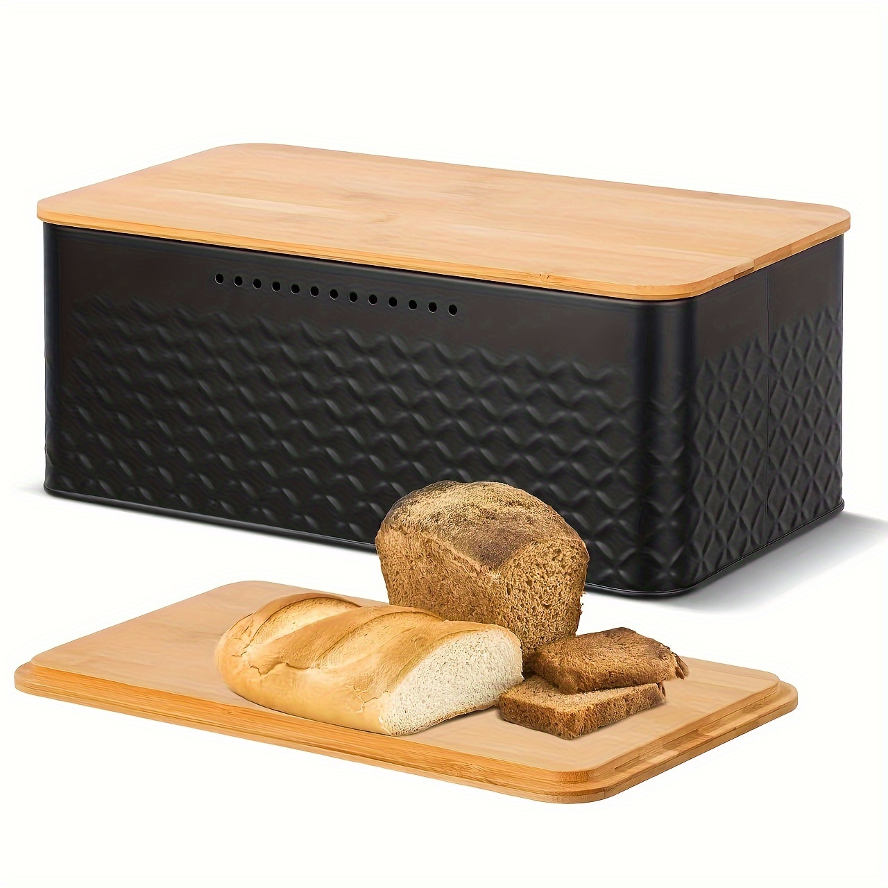 

1pc Black Reticulated Bread Box With Air Holes