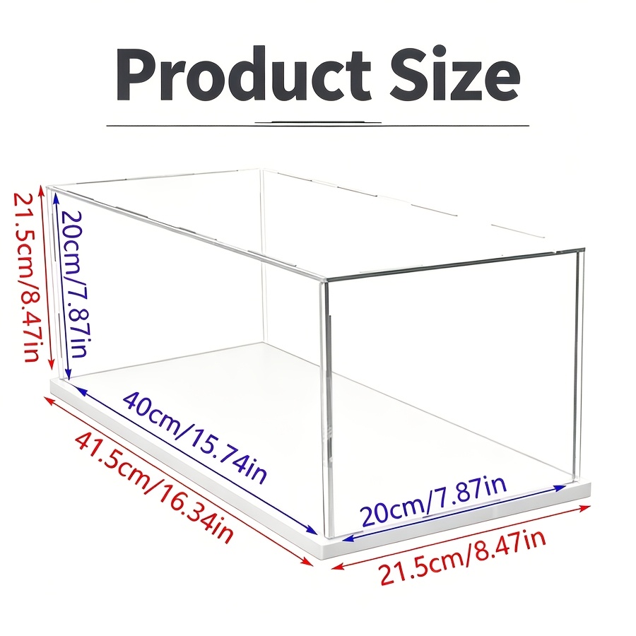 TEMU Large Acrylic Display Case With A 2mm Thick Panel And - Overall Internal Dimensions: 15.74 Inches Long, 7.87 Inches Wide, 7.87 Inches High