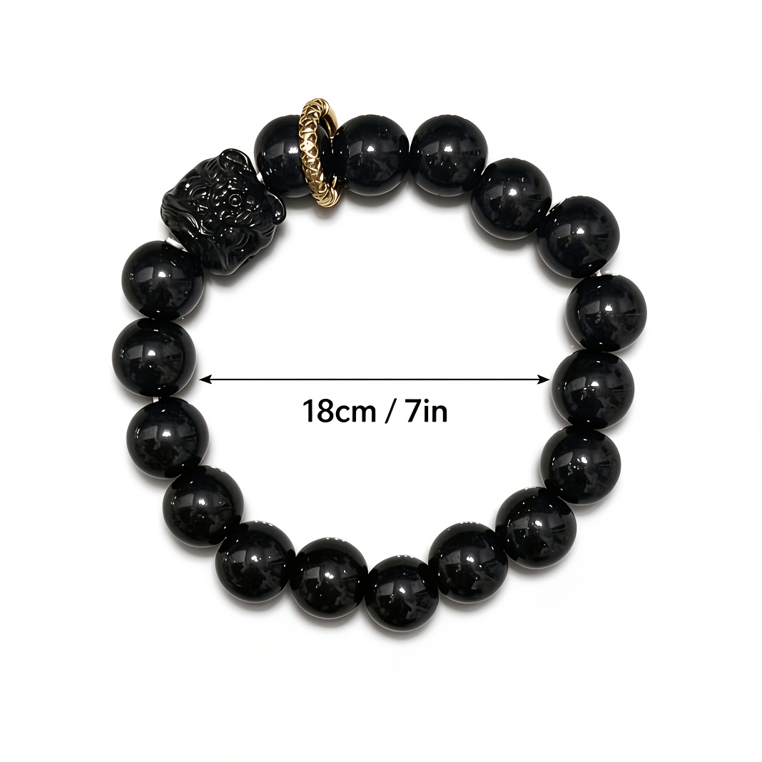 TEMU Bracelet en naturelle, anneau unique en dorée Lion , bracelet de mode pour hommes, décoration d'art sculptée vintage, accessoire pour couple