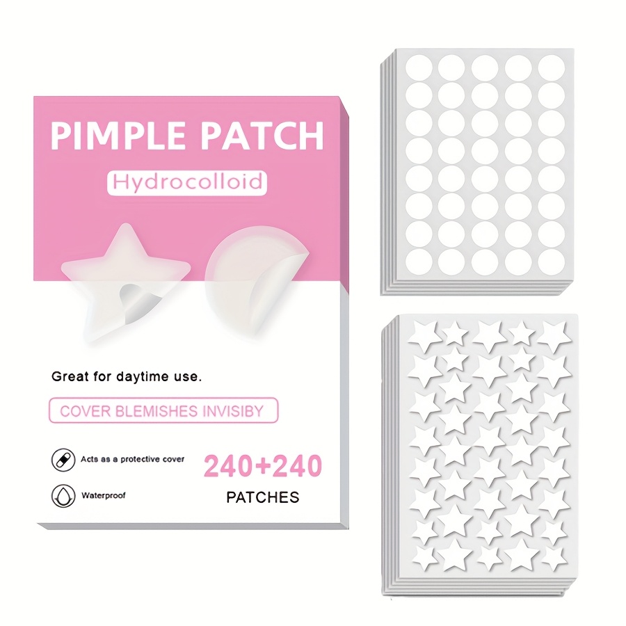 Image of 240+240count Unisex Adult Transparent Star-shaped Patches - Pore Cleansing Strips, Unscented, Alcohol-free, Waterproof, Non-toxic, Suitable For Types