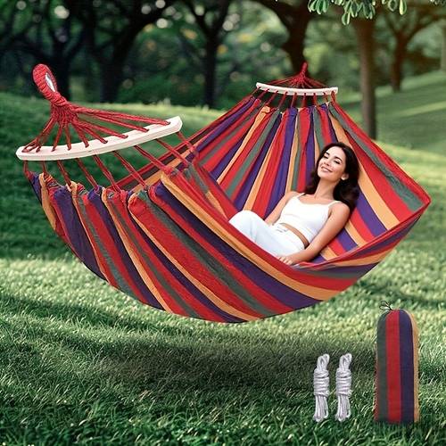 1pc outdoor garden hammock with tree straps anti tip hammock with arc shaped straps for hanging durable hammock with a weight capacity of 450 lbs portable hammock bag ideal for patio backyard camping leisure hammock