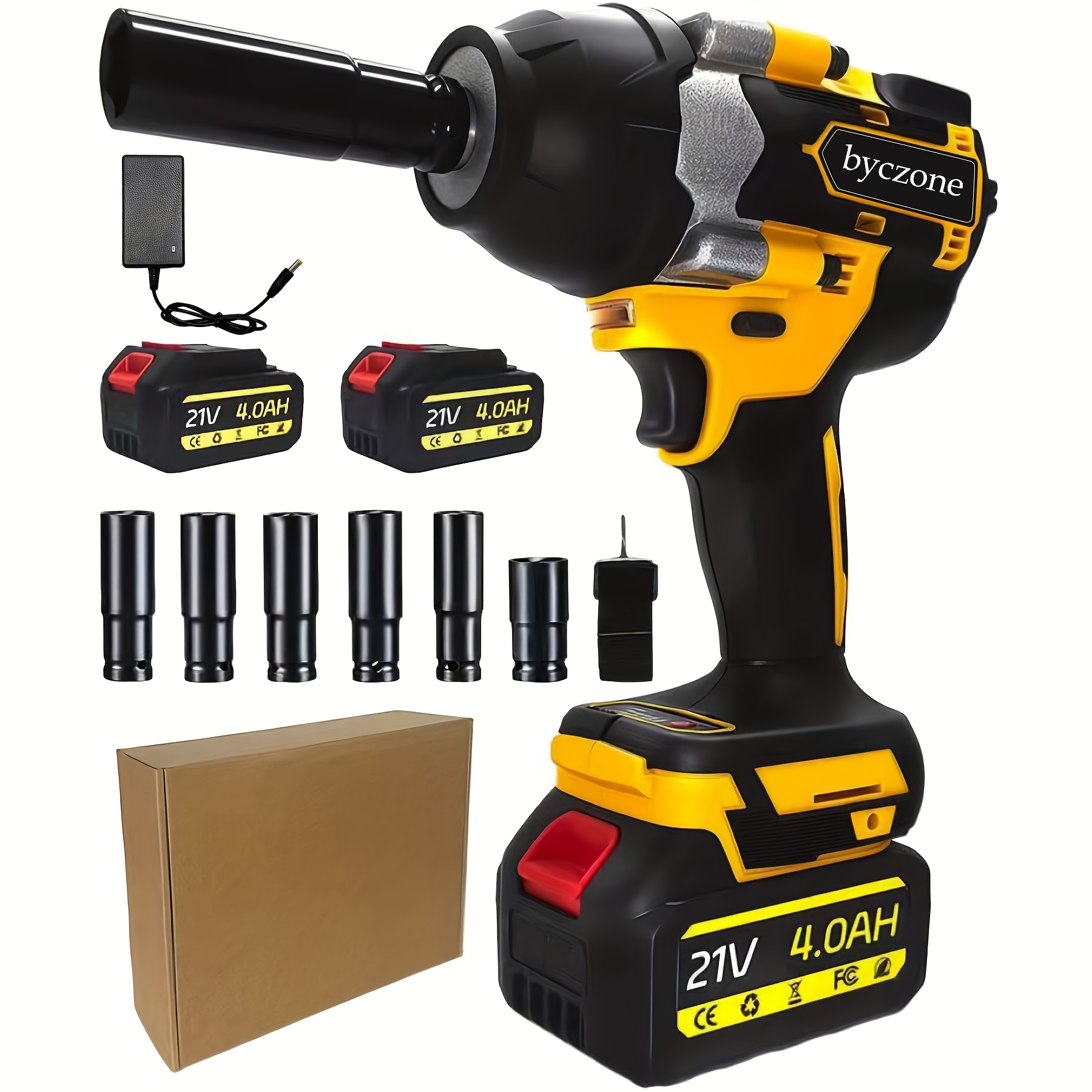 Image of 1/2 Inch Cordless Impact Wrench Compatible With Makita Battery, 1000n.m (740 Ft-lbs) Max Torque, Brushless Motor 3300 Rpm, Includes 2×1.5ah/ Or 2×4.0ah Batteries & Fast Charger, 6 Sockets