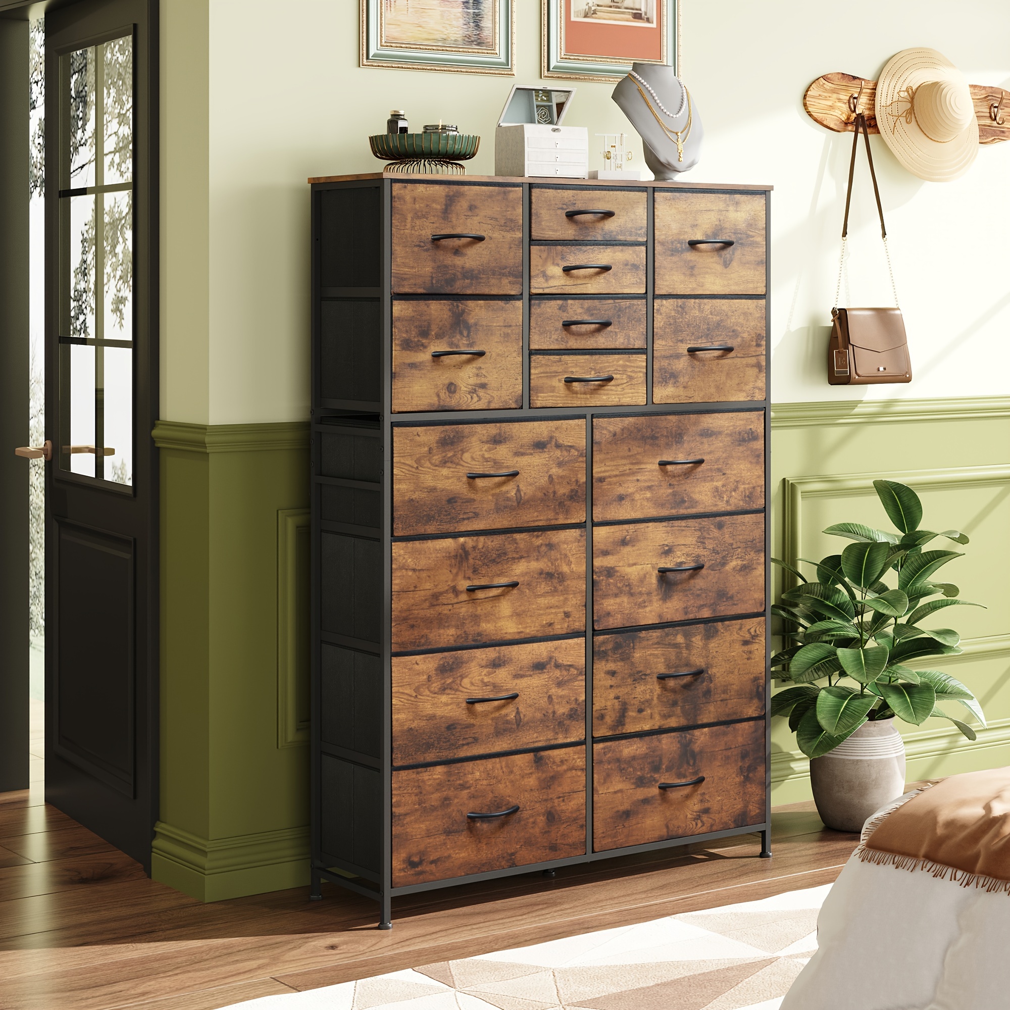 

Wlive 16 Drawers Dresser, Tall Dresser For Bedroom, Closet, Hallway, Storage Dresser Organizer , Large Dressers & Chests Of Drawers With Fabric Bins