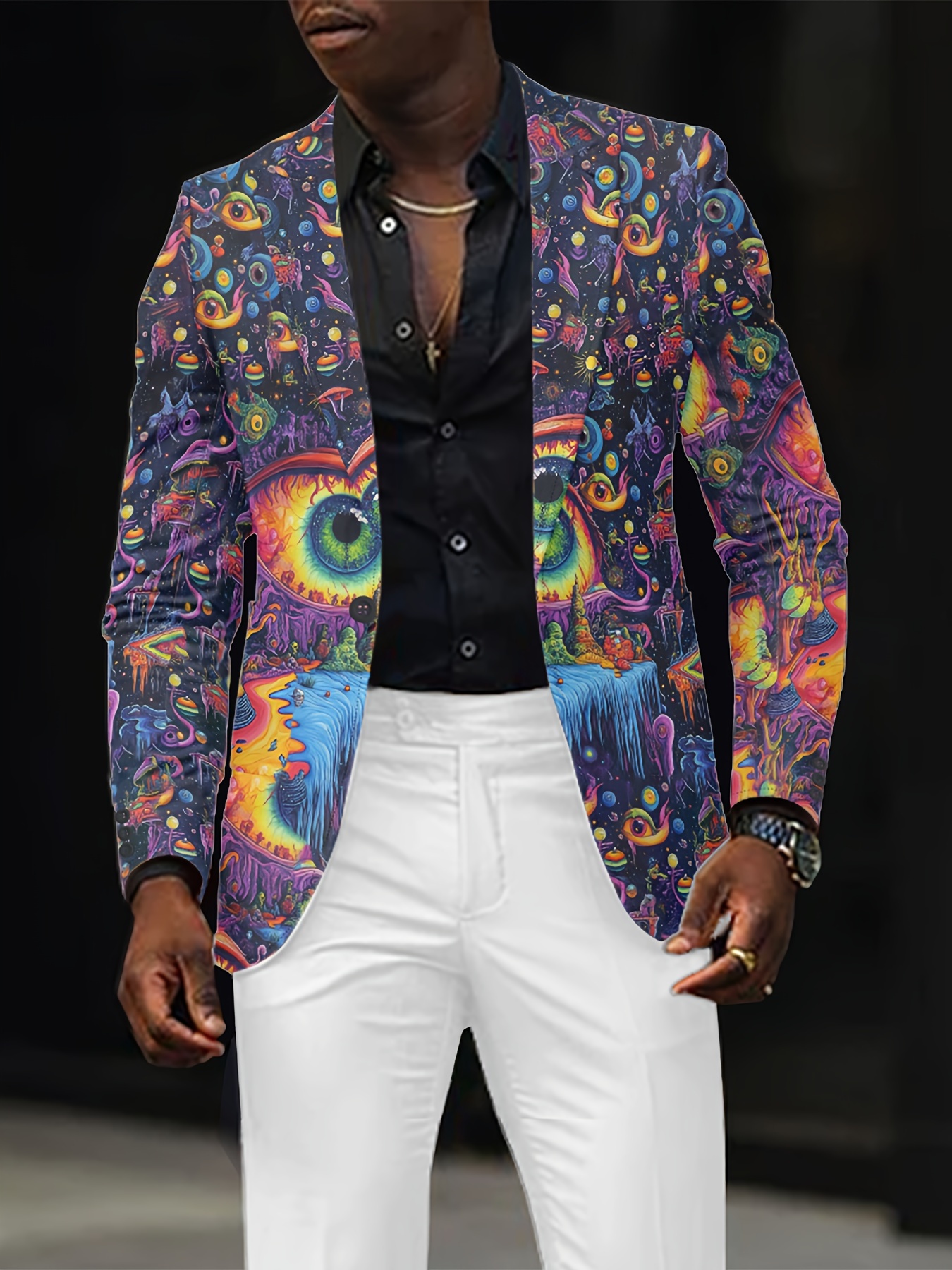 1pc mens psychedelic long sleeve party - Temu