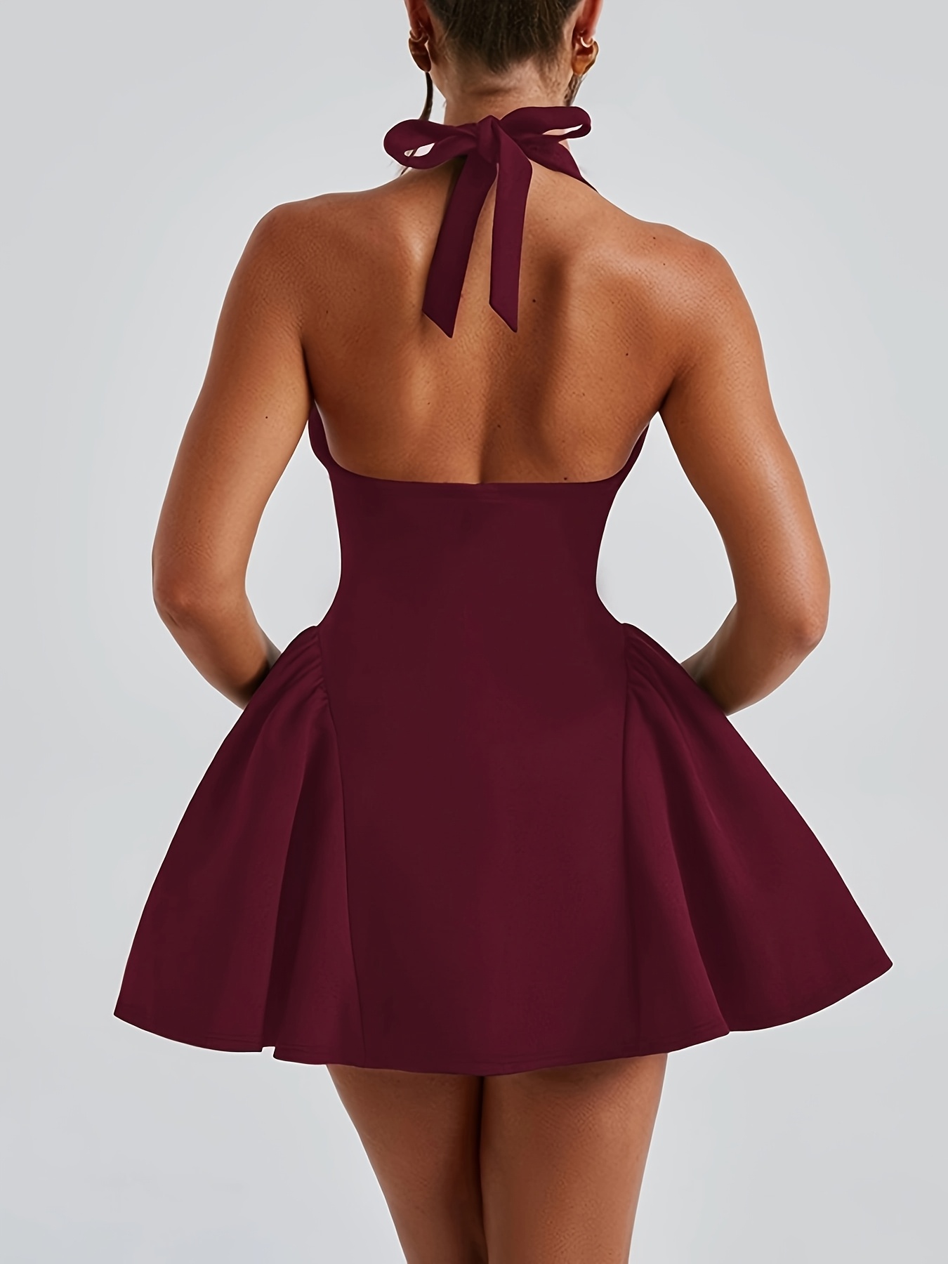 backless tie dress Sexy Backless Fit and Flare White Wedding Dress| Wedding Gowns L / White / Satin main image 1