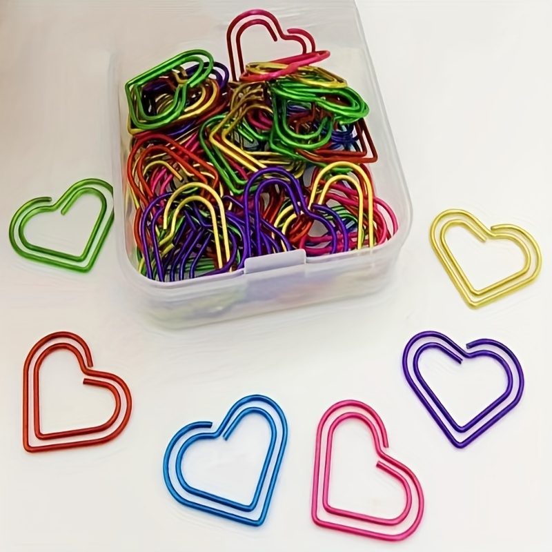 

50pcs Heart-shaped Paper Clips For Bookmarking, Envelopes & Office Organization