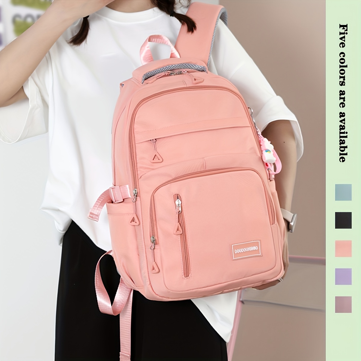

Fashionable Backpack, Water-resistant, Casual Solid Color, Travel & Business Laptop Bag, Multiple Pockets, Adjustable Straps