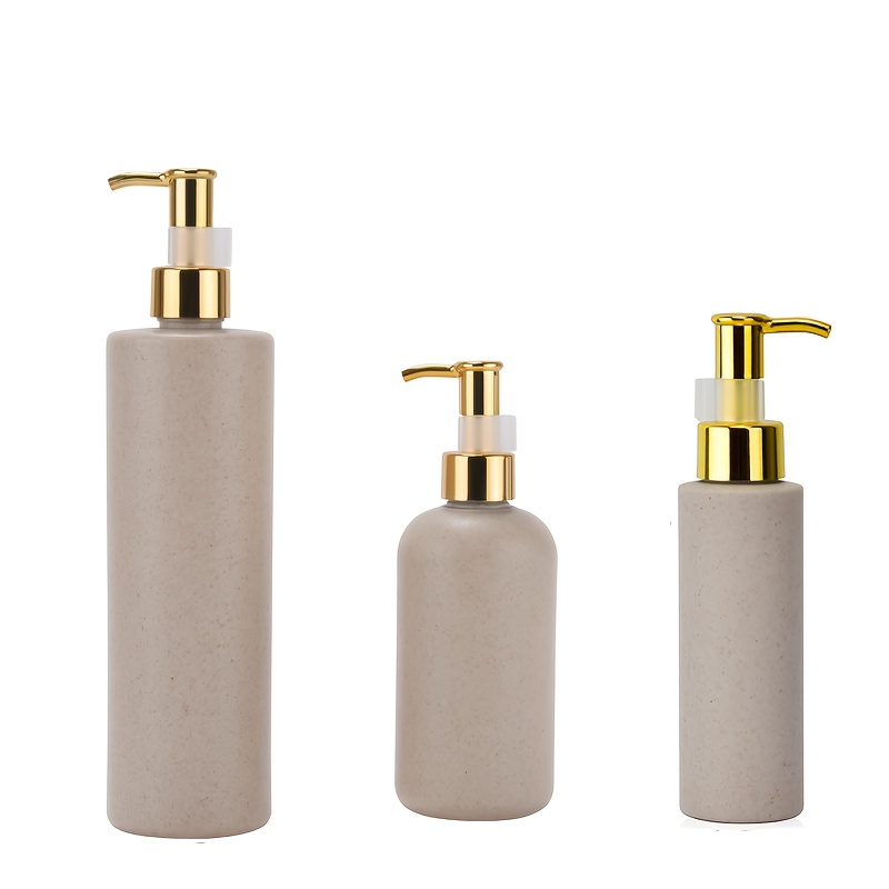 TEMU Set van 3 navulbare flessen van 400ml, 250ml, 100ml met gouden accenten en pompdispenser. Geschikt voor lotion, shampoo en als badkamerdecoratie