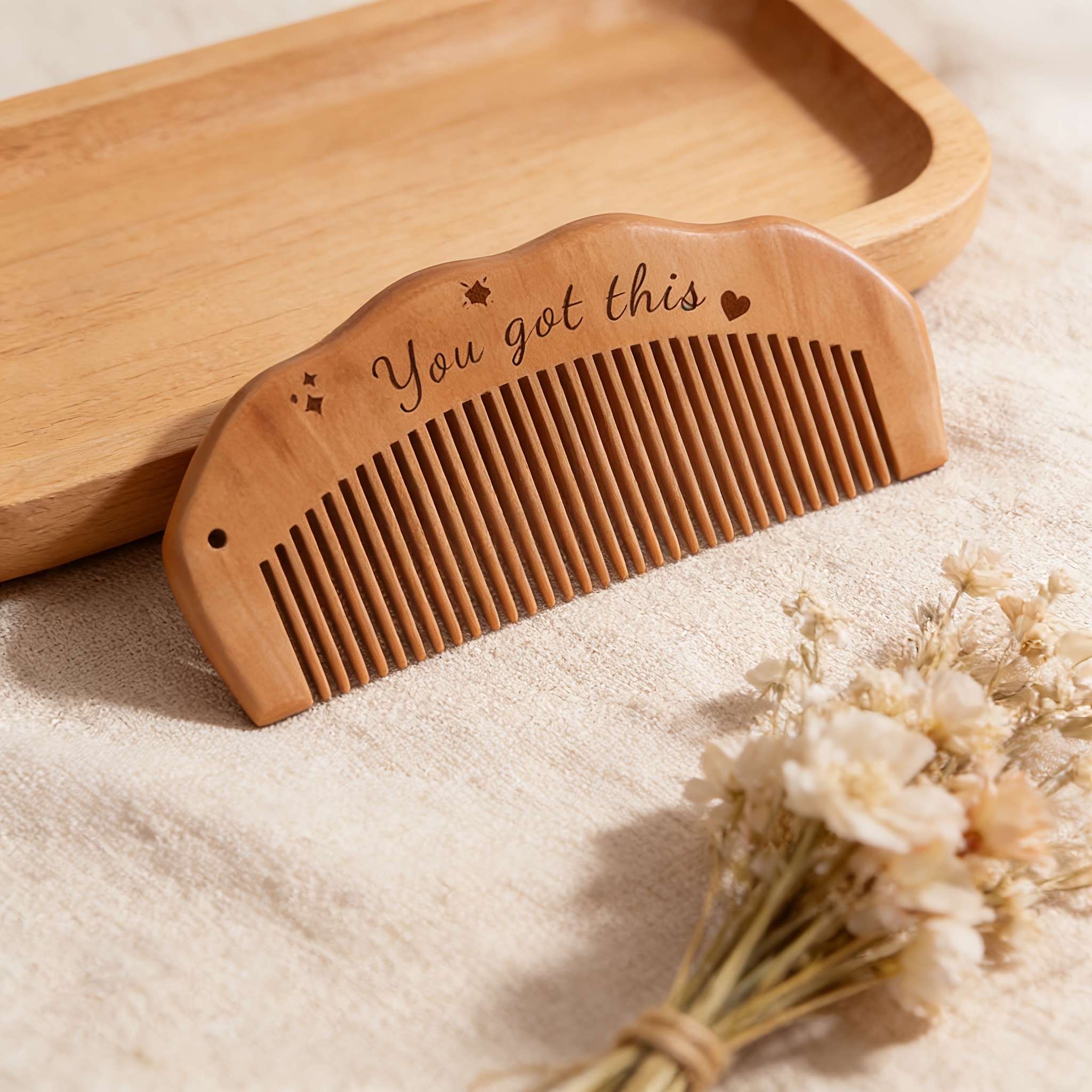 Image of Wood Labor & Maternity Comb - Smooth Round Teeth For Gentle Hair Care, Handle, Perfect Gift For Expectant/ | Polished End Wooden Comb For Pregnancy, Postpartum & Hospital Bag Essentials