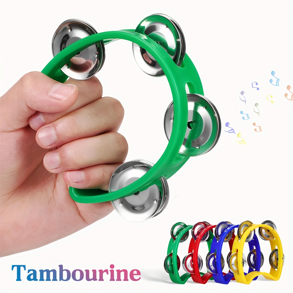 Colorful Handheld Tambourine with 4 Bells - Durable Plastic Percussion Instrument for Youngsters & Adults, Ideal for Parties, Concerts & Rhythm Enthusiasts, Tambourine for Adults