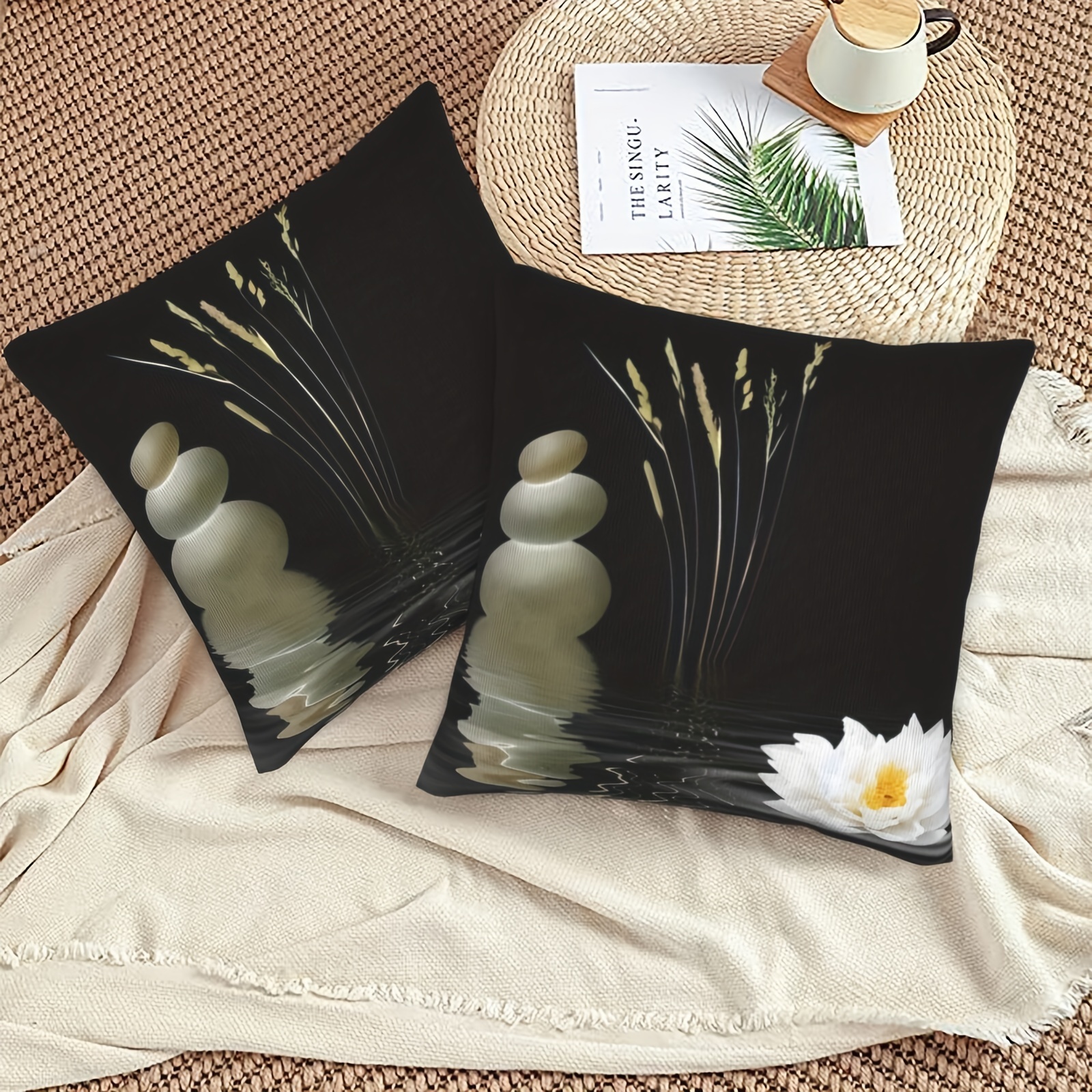 JOTOM Lot De 2 Housses De Coussin Décoratives Carrées En Lin