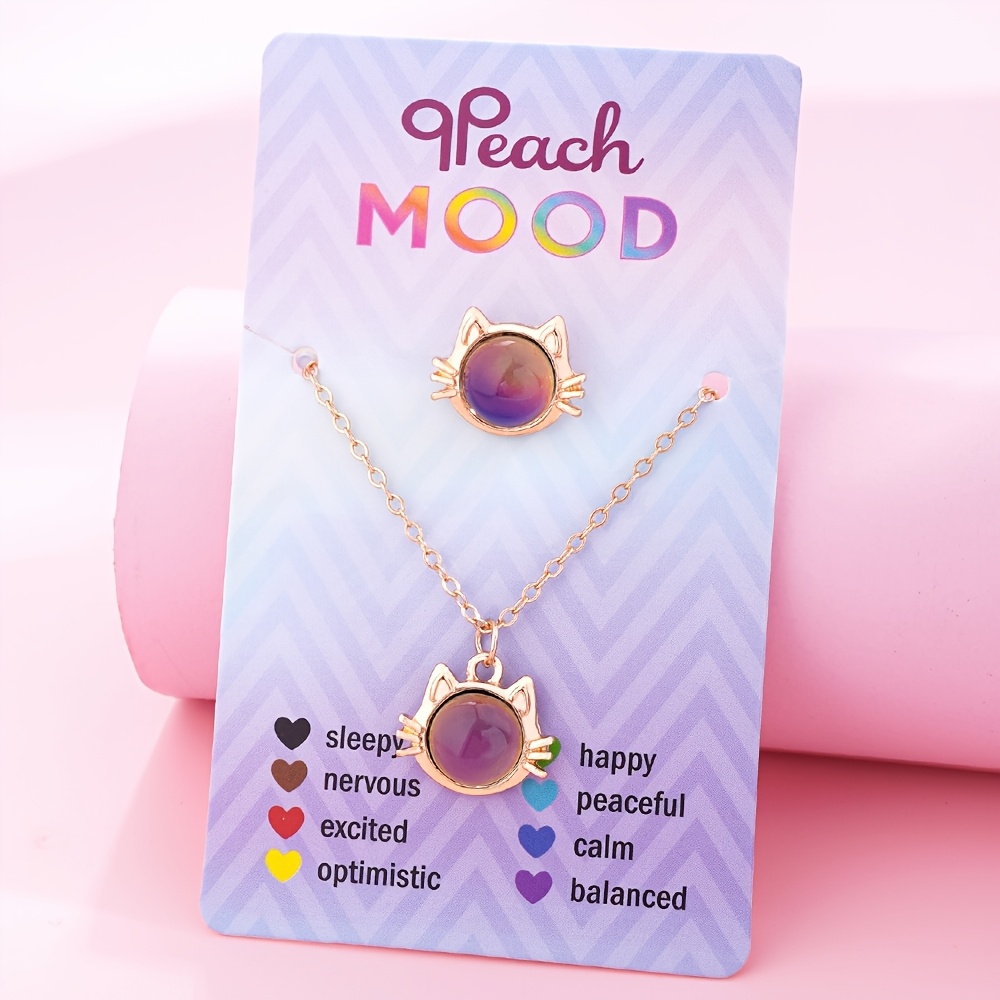 TEMU 2pcs Thermochromic Color-changing Necklace & Set Suitable For Parties, Daily Wear, Birthday Gifts - Adjustable Jewelry With Thermosensitive