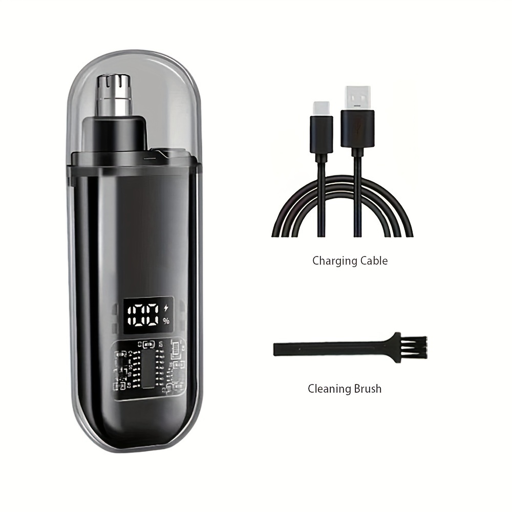 TEMU Usb Rechargeable Nose And Ear Hair Trimmer For Men, Portable Electric Nasal Hair Clippers With 150mah Lithium Battery, Mini , Fast Charging Via