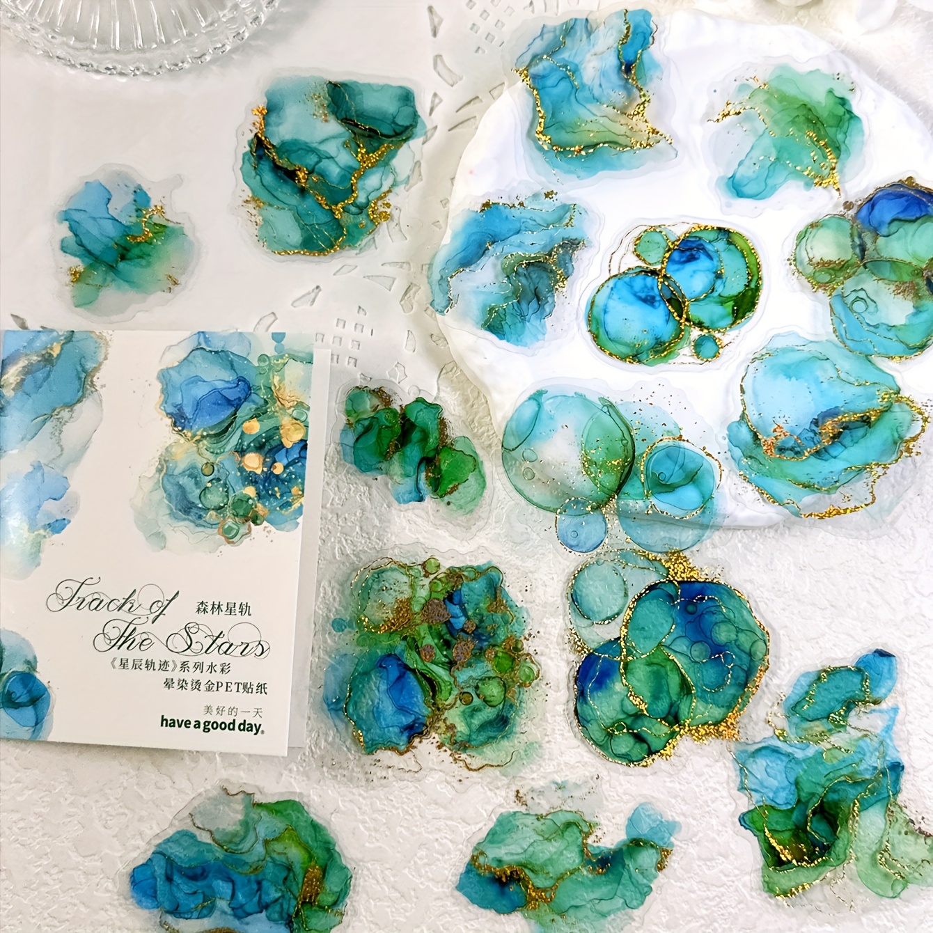 Image of A Pack Of 15 Vintage Watercolor Smudge Stickers For Journal Diy Collage, Scrapbooking, And