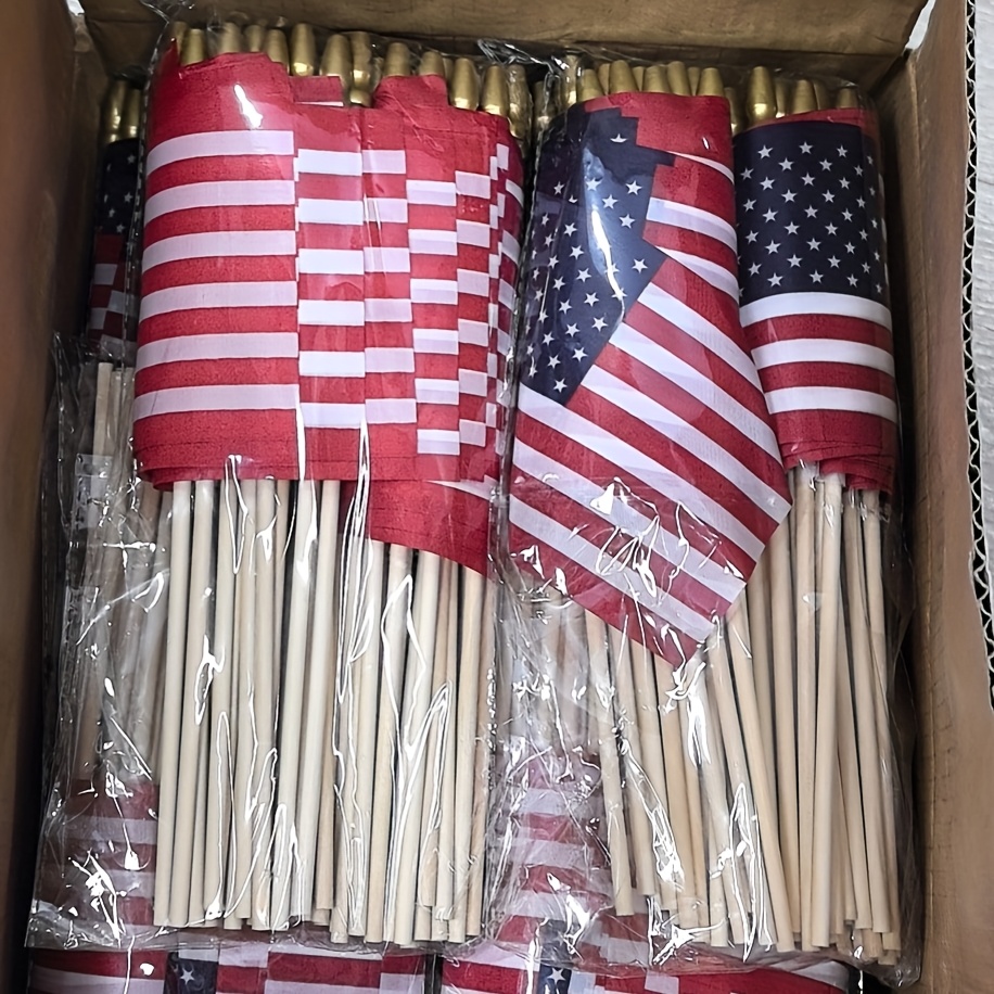 item picture 30pcs per pack small american flag mini american flag 4 x 6 inch american hand held   garden decoration flag with safety spear top polyester   tear resistant flag july 4th decoration 4 inch x 6 inch flag