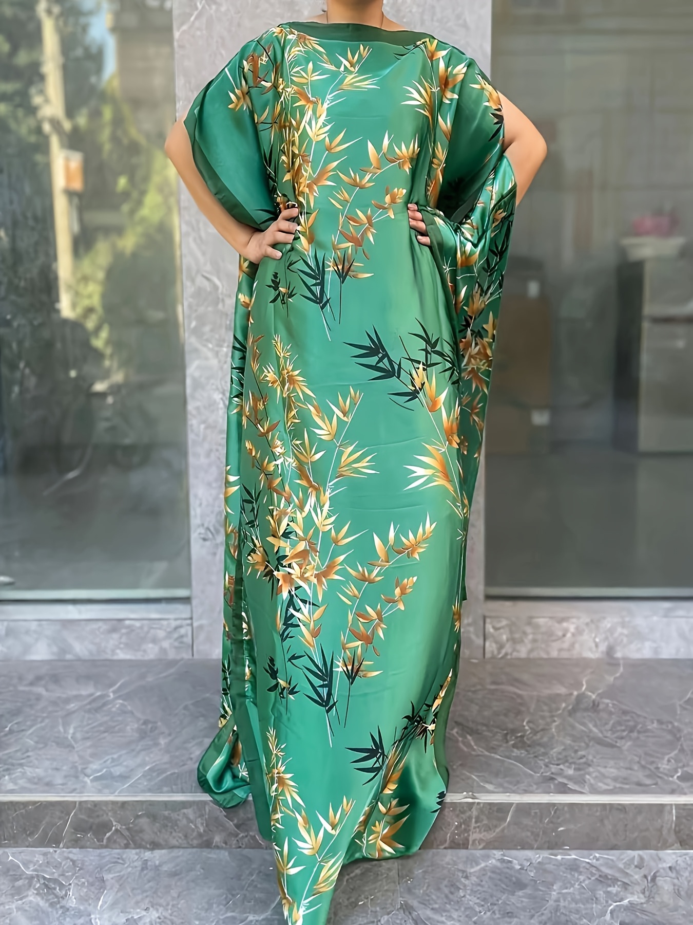 open lace back dress Sequin Long Mesh Sleeve Tunic Dress : AC6347 Green / X-Small main image 0