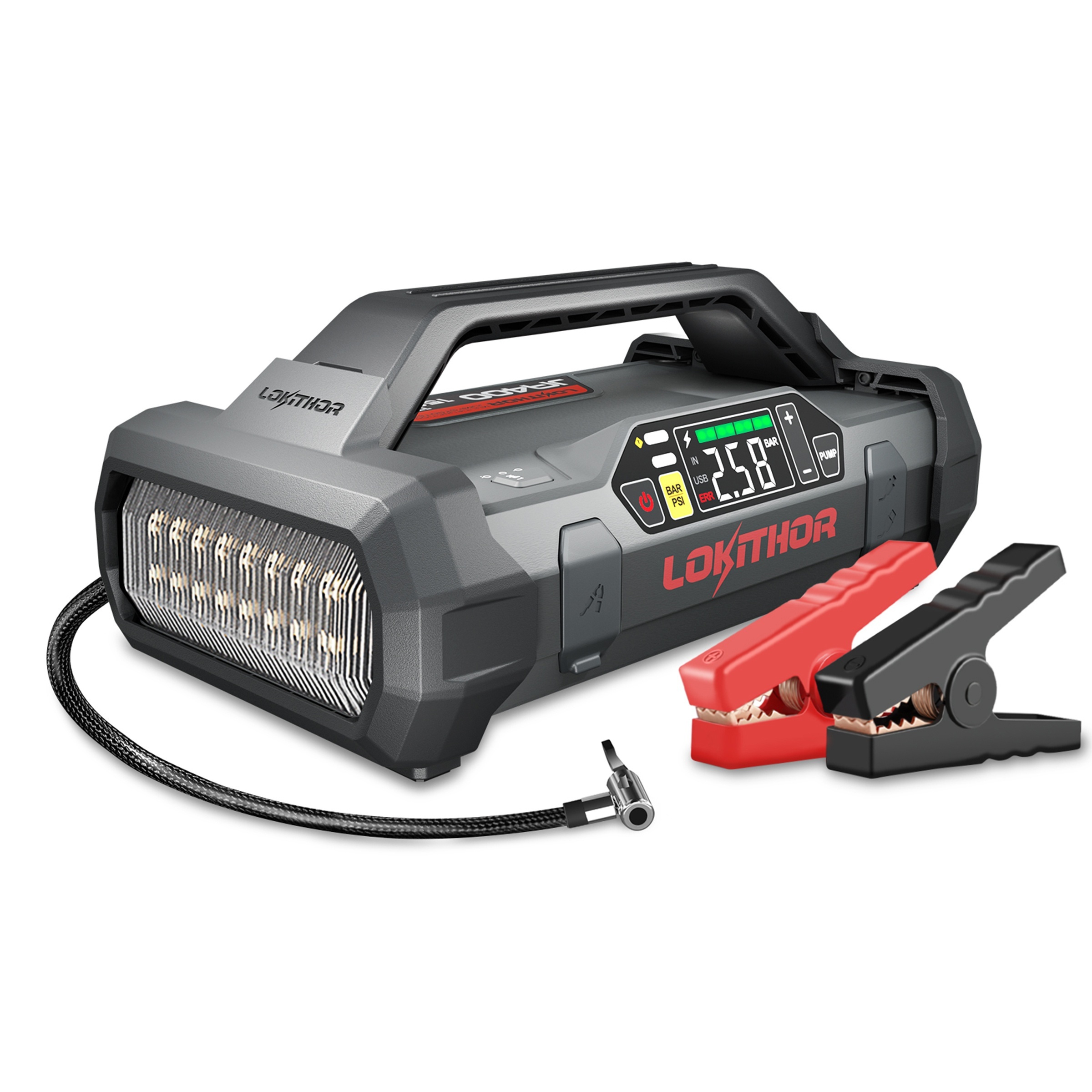 

Ja400 1750a 12v Jump With Air Compressor, 60w Fast , Lithium Car Battery With 150psi Digital Tire Inflator, For 7.5l Gas Or 5.5l Diesel Engines