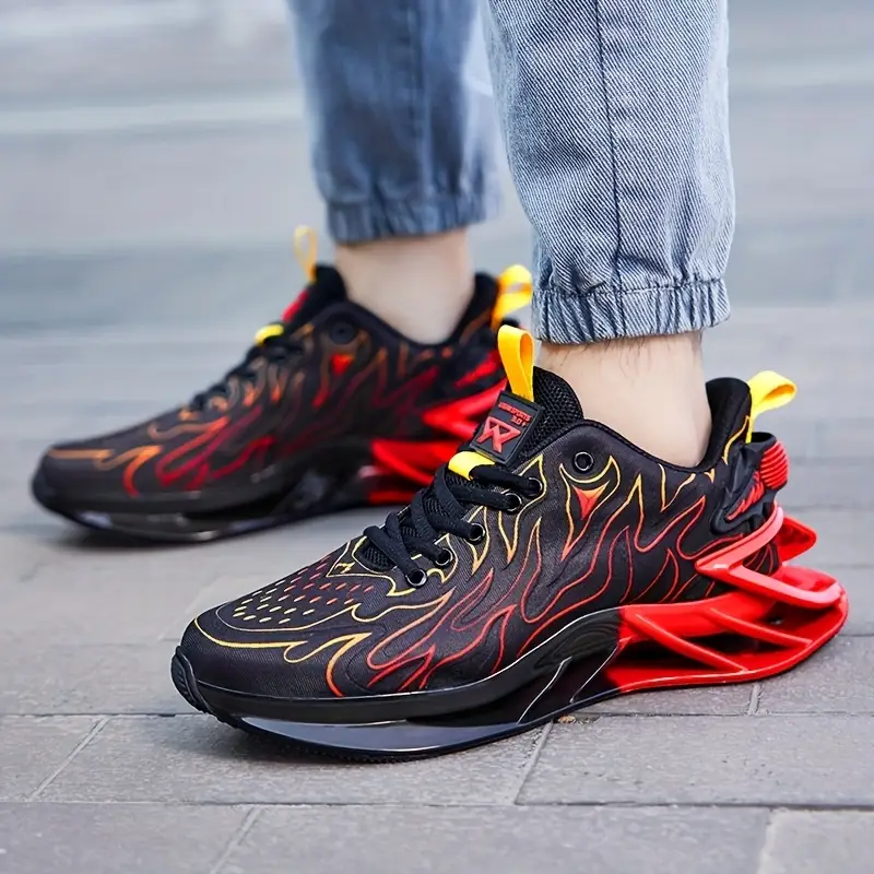 zapatillas de correr transpirables para hombre en verde neón y - tpu absorbente de , amortiguación eva, sneakers bajas con diseño a rayas para gimnasio, jogging & uso casual, estilo deportivo elegante, acolchada eva Detalles del producto 7