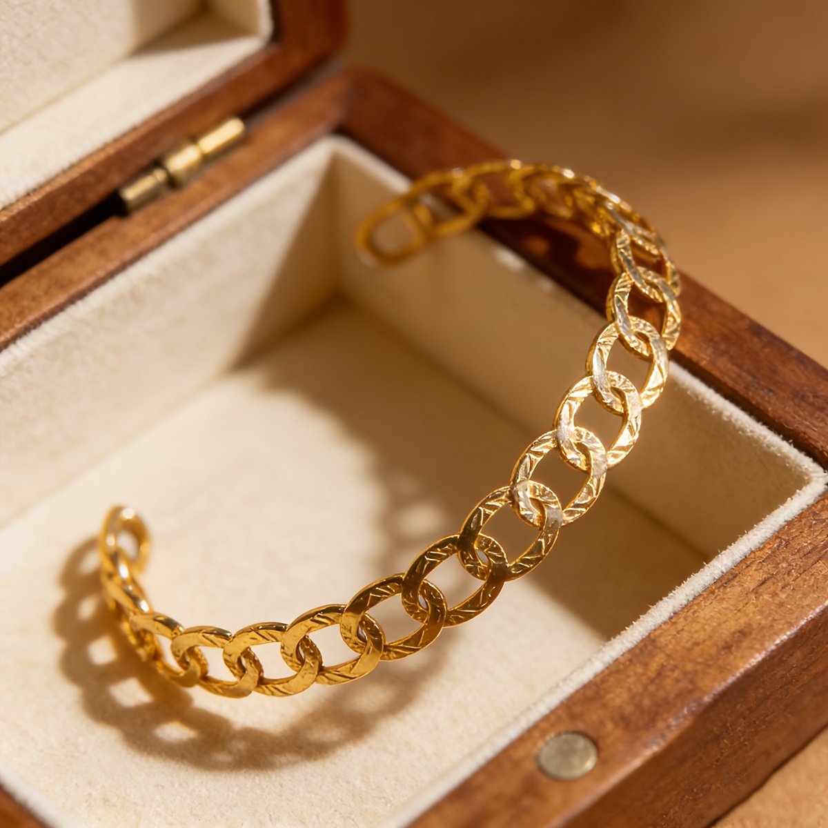 Women's Adjustable Luxurious Golden-Plated Stainless Steel Bangle Bracelet