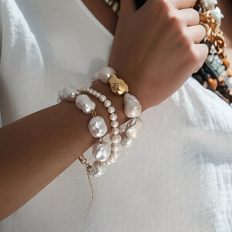 

3pcs/set 's Exaggerated Beaded Bracelets, For , & Accessory, , No