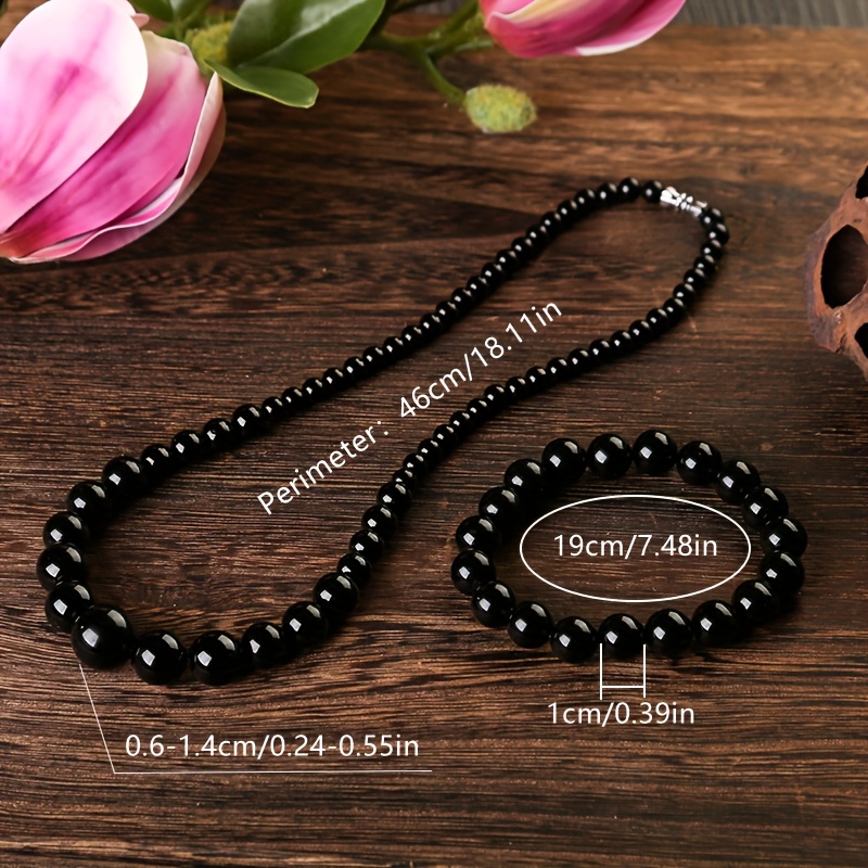 ensemble tour de perles en     et bracelet unisexe élégant et style   pour occasions festives, lot de 2 pièces - modèle m68 Détails du produit 4