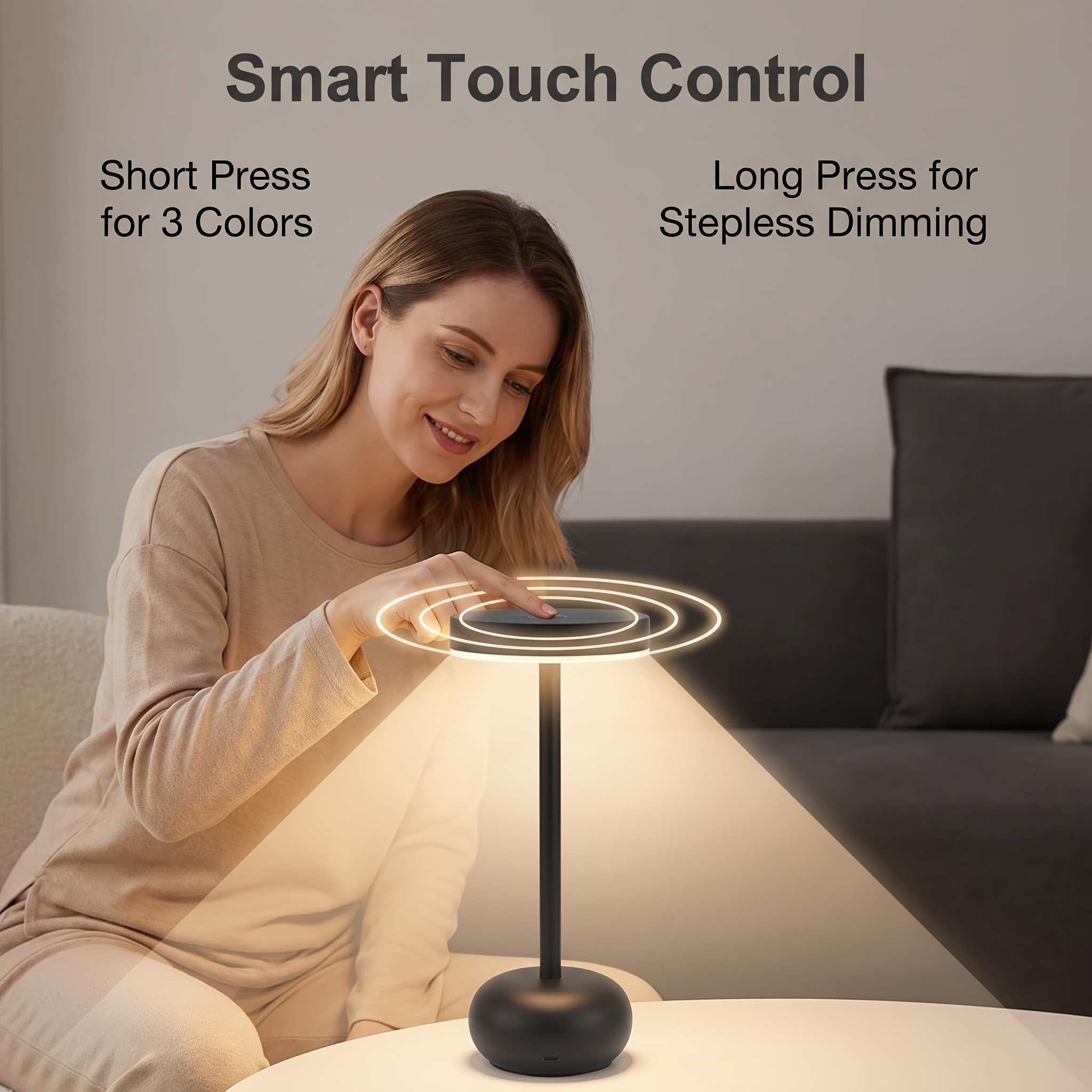 Minimalist LED Table Lamp with Touch Sensor and Infinite Dimming