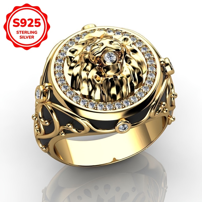 Image of 1pc S925 925 Silver New Dominating Synthetic Synthetic Zircon​ Ring, Exquisite Carving, Daily Wear, Halloween, Holiday Gift Boutique Gift, Suitable For Men And Women To Wear, Weight About 10.5 Grams