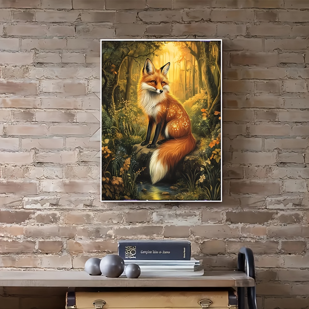 TEMU 1 Lot Kit de Peinture Diamant 5D DIY Motif Renard Animal, Peinture par Numéros Acrylique à Perles Complètes Rondes pour Adultes, Art Mosaïque et