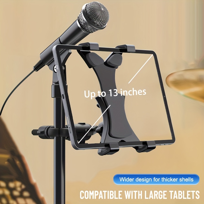 Live Streaming Tablet Holder, Suitable for Microphone, Rail and Handlebar Mounts, Music Stand Tablet Holder, Compatible with 13-Inch Large Tablets