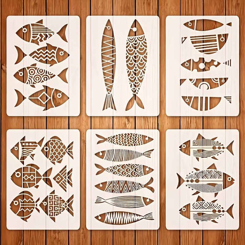 TEMU A 6pcs A5 Tribal Stencil Set Featuring Geometric Shapes, Perfect For Painting, Wall Decor, Scrapbooking, Ethnic Design, Home Decoration, T-shirt