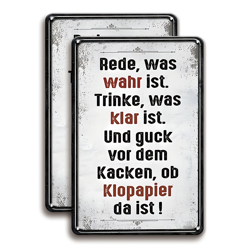 Image of Sign, Funny German Iron Metal Sign, Wall Decor For Christmas, Home, Restaurant, Bar, Cafe, Garage, Holiday Wall Hanging, Decorations 8x12 Inches