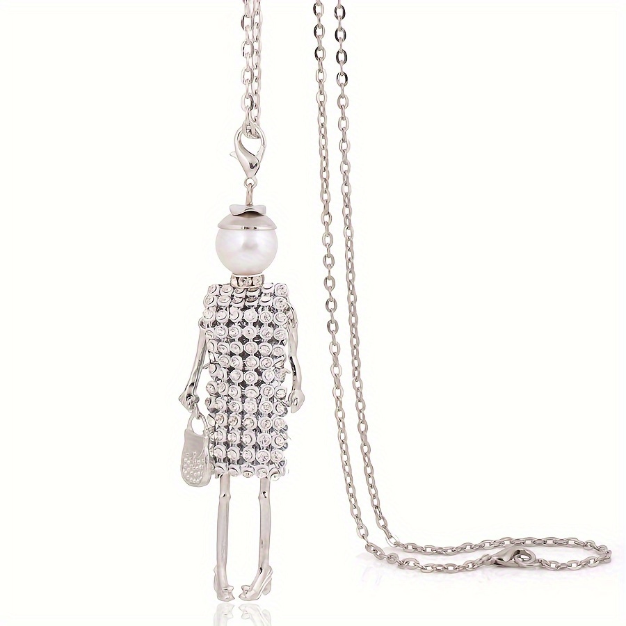 Image of Stylish Rhinestone Women's Necklace Charm Pendant Handmade Fashion Jewelry For Festive Wedding Banquet Accessories