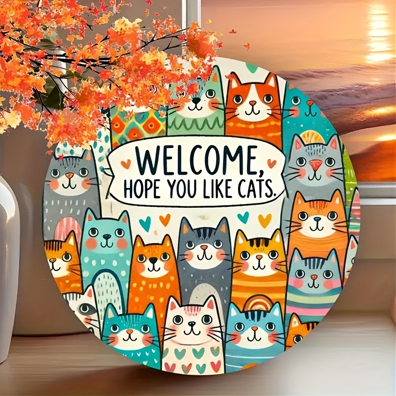 

1pc, Cat Pattern Wooden Welcome Sign - Multifunctional Home And Porch Decoration, ' You Love Cats' Theme, Gift For Cat Lovers