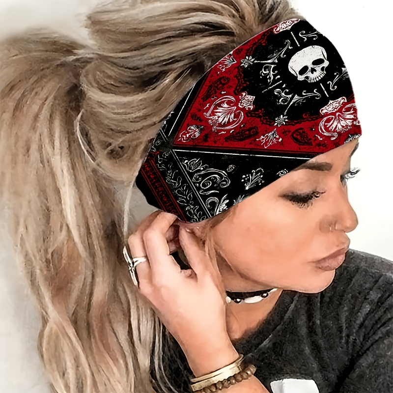 TEMU 2d & Black Hair Band - Non-slip Wide Edge Sweat-absorbent Elastic Headband Suitable For Yoga, Gym, Running, Cycling, Travel, Beach | Wide Hair