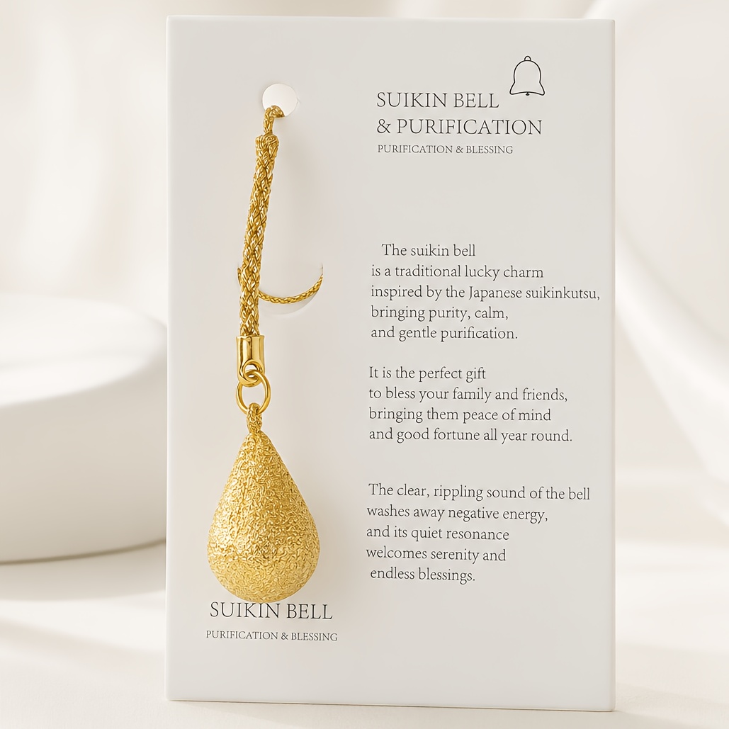 TEMU Wrinkle Water Drop Shaped Bell Pendant, 2 Colors Available Braided Rope Charm Bell, Ringing Portable Pendant, Bag Keychains Car Pendants, Couple