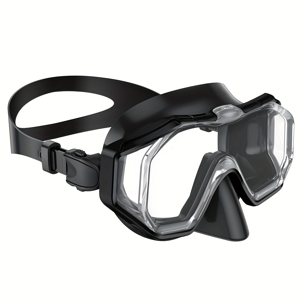 1pc Tri-Fin PC Lens Panoramic Wide Angle Adult Silicone Snorkeling Mask, Swimming Goggles, Leakproof, Easy Adjustment, Suitable for Snorkeling and Swimming Training