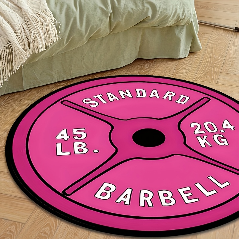 TEMU 1pc Fashionable Pink Dumbbell Design Rug Soft Comfortable And Durable Rug Heavy Non-slip Washable Rug Mat Bedroom Living Room Study Restaurant