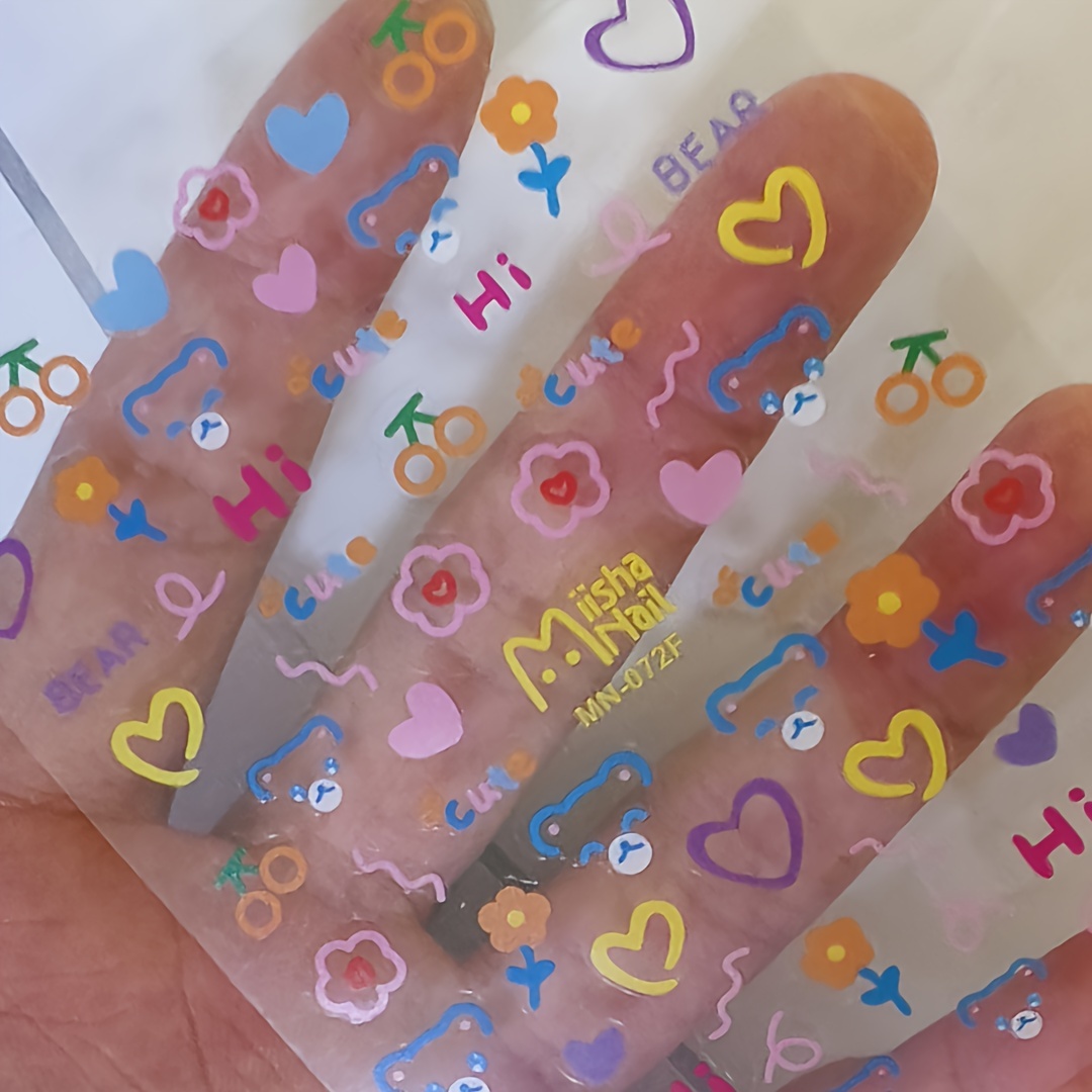 Image of Cute Bear Stickers, High , Cute, -convex Texture, Adhesive Nail Stickers, Flat Stickers