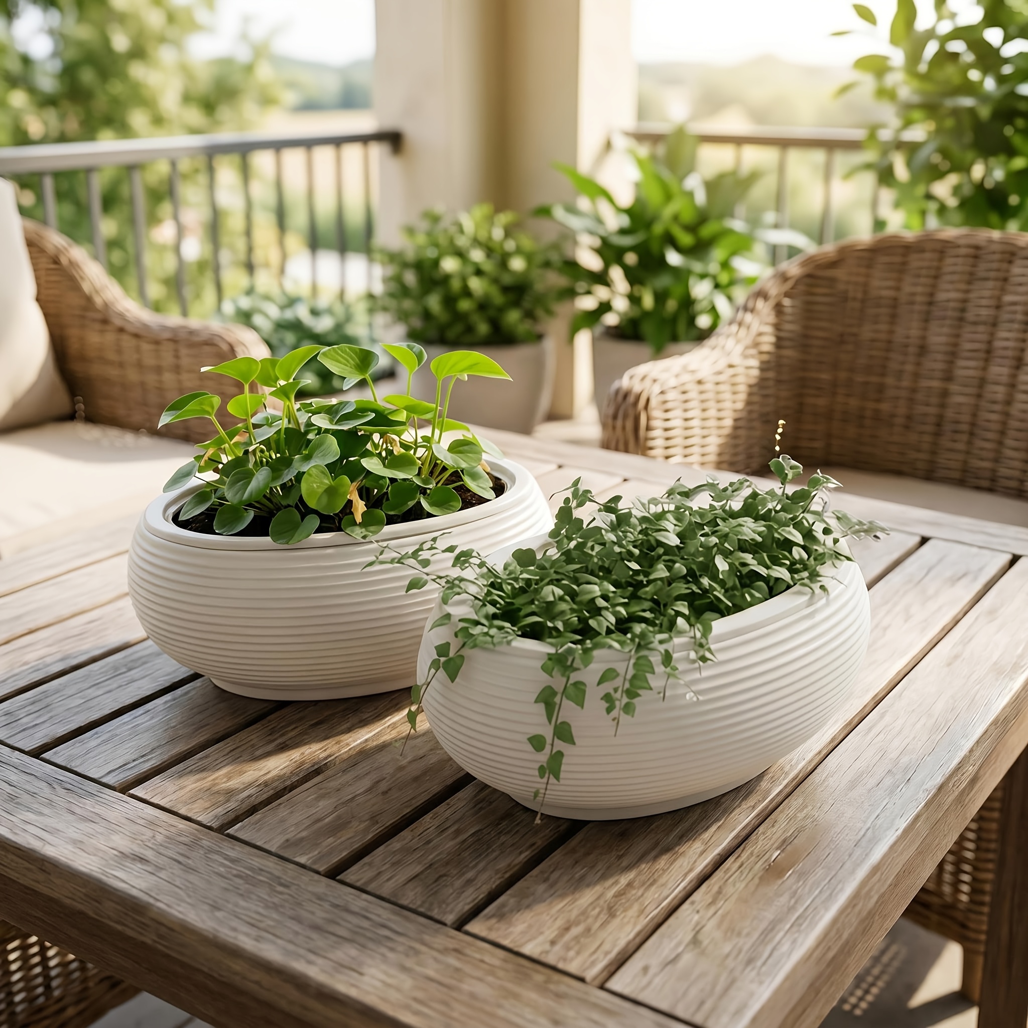TEMU 2 Sets Nordic Style Self-draining Plastic Planters (2pcs Inner Pots And 2pcs Planters), With Nest-shaped , Multifunctional Succulent Pots For