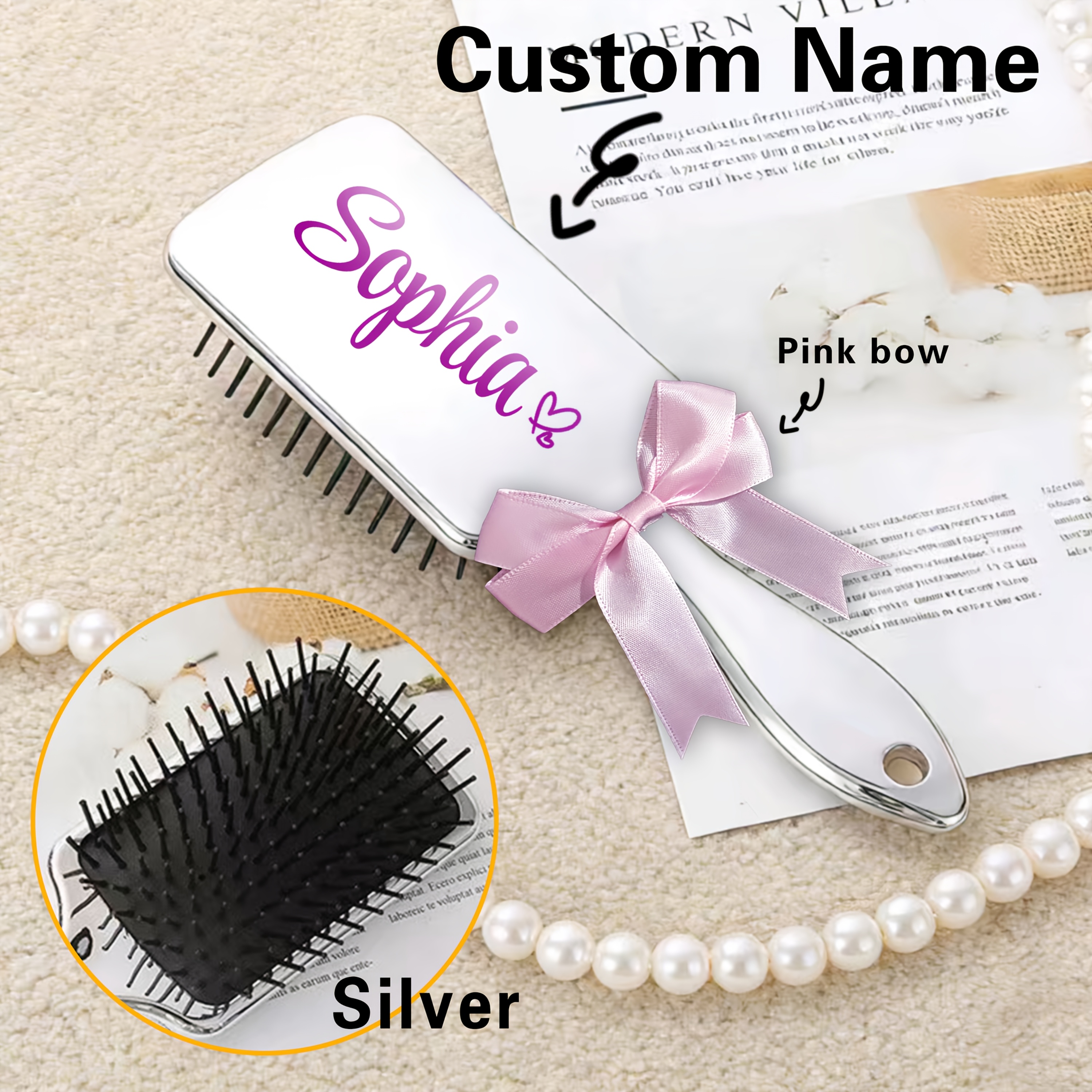 TEMU [custom]1pc 'fangcun · Ribbon Dance' High-end Custom Comb | Scalp Massage | Wide-toothed For Smooth, - | Mirror-like Shimmering Colors |