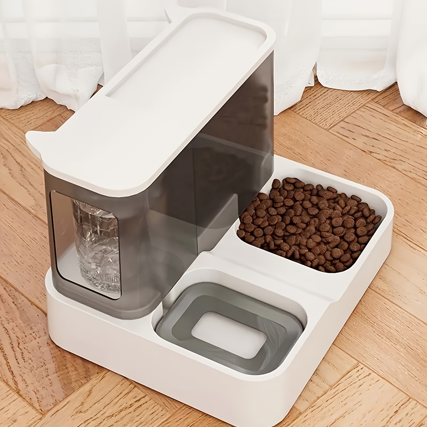 

1pc 2-in-1 Automatic Feeder - Convenient, Timed Pet Food And Water Dispenser For Cats And Dogs - Ensure Your Pet's Health And Happiness With Scheduled Meals And Hydration