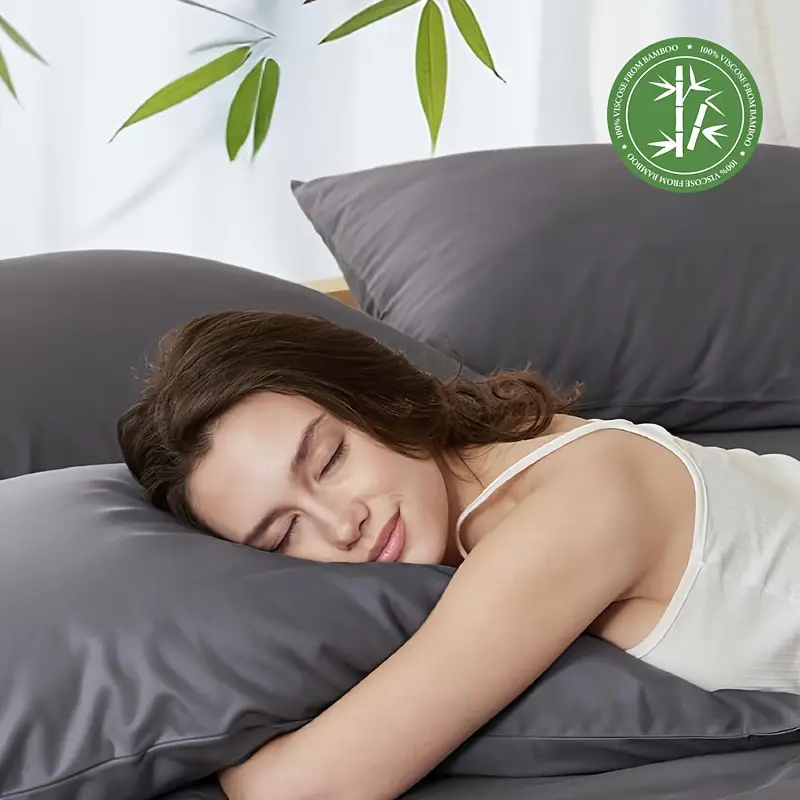 2pcs summer cooling bamboo fiber pillowcases 30 bamboo fiber 70 microfiber material breathable and comfortable soft cooling pair set for couples envelope design for   and washing bedroom decorative pillowcases Product details 6