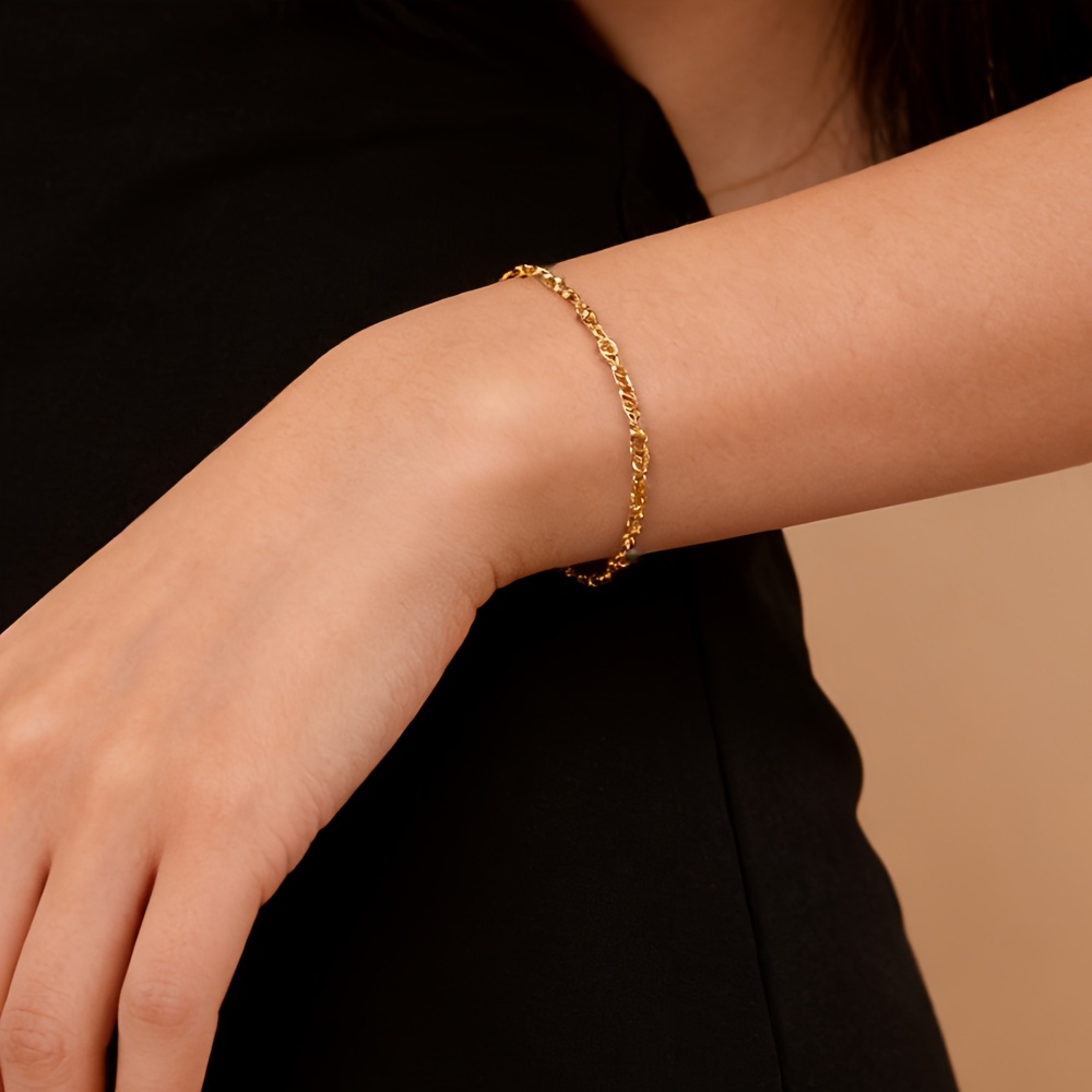 E-shop 1 Stück Damen Edelstahl Wasserarmband – Multifunktionale Wasserwellenkette, Elegantes Retro Japanisch-Koreanisches Design, Minimalistisch, Ideal