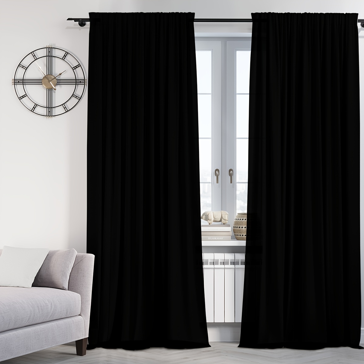 TEMU 1pc 100% Blackout Curtains, Lightweight Fabric Room Darkening Panels, For Bedroom & Living Room, Rod Pocket