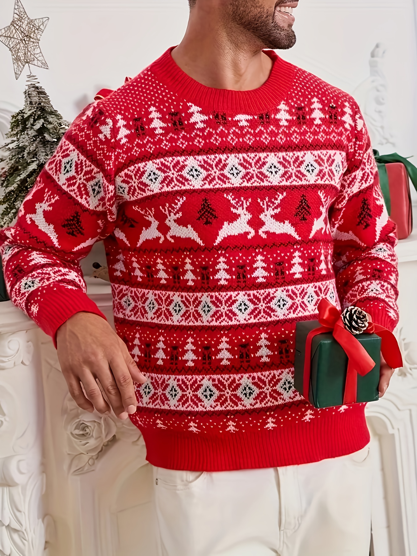 herren weihnachtspullover rot feiertags pullover Temu Austria